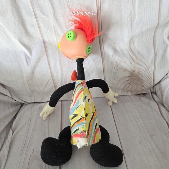 Ertl Jibber Jabber Plush Doll Toy Red Mohawk Rainbow Graffiti 15 Inch 1994